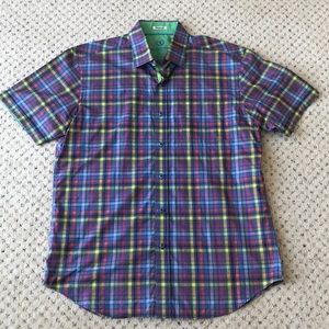 Men’s Bugatchi short sleeve plaid shirt